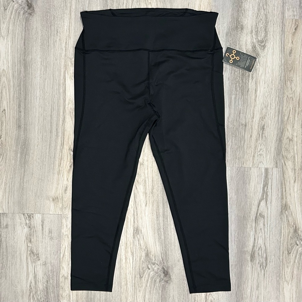 NWT Tommie Copper Lower Back Support Black Cropped Leggings Pocket Size 2XL